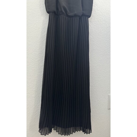 Sam Edelman Womens Midi Dress 4 Black Chiffon Pleated Going Out Goth Witchy READ - Picture 3 of 16